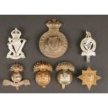 A collection of various regimental badges, Irish regiments British Army Includes WWI Connaught