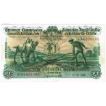 Currency Commission Consolidated Banknote 'Ploughman' National Bank One Pound 7-7-36 25NA099695.