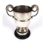 Football 1949 Sir Alfred Beit Presentation Trophy, silver cup. A silver, two-handled trophy cup