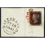 Great Britain used in Ireland: collection of 1840 Penny Blacks on large pieces with Irish postmarks.