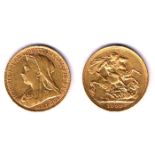 Victoria gold sovereigns, 1899 and 1901. Old head, extremely fine. (2) P