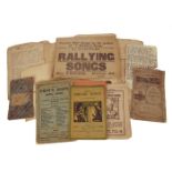 Early 20th century collection of patriotic songs. A collection of manuscript, typewritten and