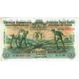 Currency Commission Consolidated Banknote 'Ploughman' National Bank One Pound 3-1-36 24NA090729.