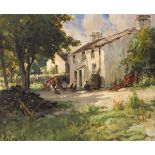 James Humbert Craig RHA RUA (1877-1944) FARMHOUSE, WOMAN AND HENS oil on canvas signed lower left;