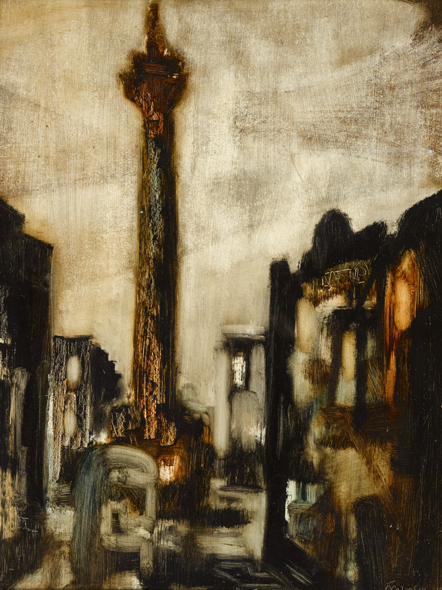 Séamus Ó Colmáin (1925-1990) NELSON'S PILLAR, 1966 oil on board signed lower right 24 x 18in. (60.96