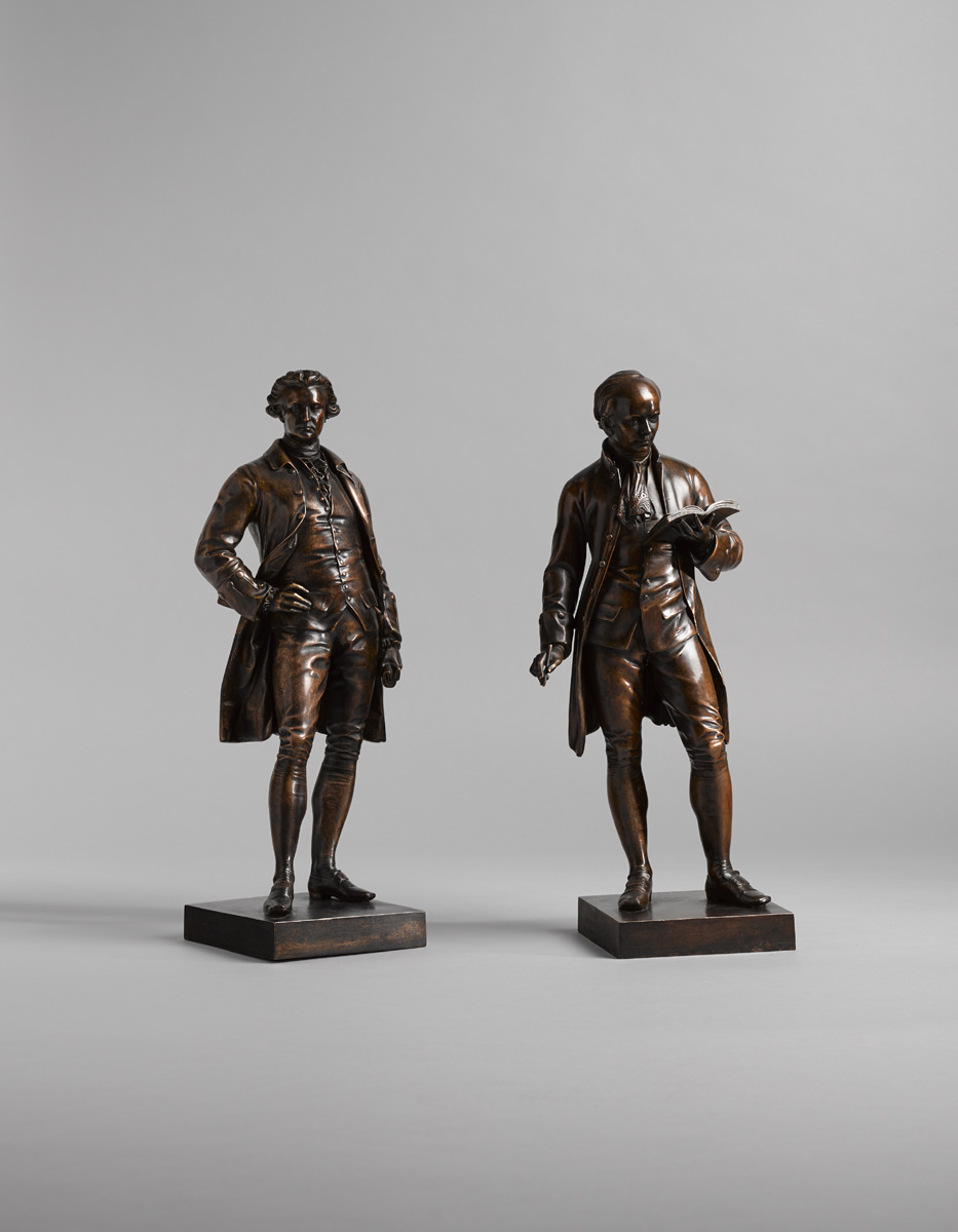 John Henry Foley RA RHA (1818-1874) STATUES OF OLIVER GOLDSMITH & EDMUND BURKE (A PAIR) base metal