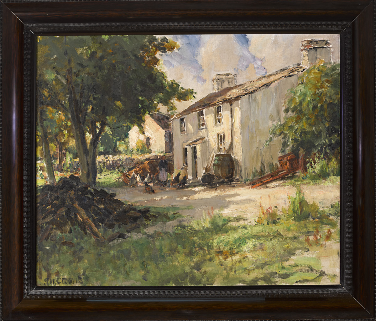 James Humbert Craig RHA RUA (1877-1944) FARMHOUSE, WOMAN AND HENS oil on canvas signed lower left; - Image 2 of 2