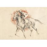 Peter Curling (b.1955) HORSE AND RIDER, 1979 charcoal signed and dated lower left; with Oriel