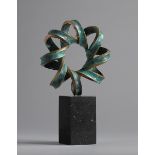 Brian King (b.1942) THE DOUBLE HELIX bronze on black marble base; (from an edition of 4) 15 x 9½ x