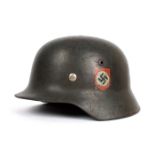 1939-1945 German Third Reich, M35 double-decal SS helmet. With leather liner owner's name, '