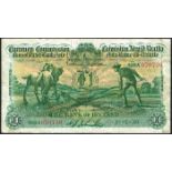 Currency Commission Consolidated Banknote 'Ploughman' Bank of Ireland One Pound pair (2) 10-1-39,