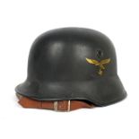 1939-1945 German Third Reich, Luftwaffe double decal lightweight parade helmet. Vulkanfiber shell