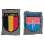 1939-1945 German Third Reich, Wehrmacht cloth arm shields (2) A Wehrmacht Machine Embroidered