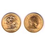 GB. Elizabeth II gold sovereigns, 1958, 1959, 1963, 1966 and 1968. Extremely fine to