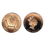 Elizabeth II gold proof two pounds 1996 Celebration of Football. In Royal Mint case of issue.