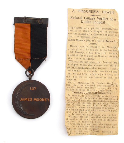 1917-1921 War of Independence service medal named to James Mooney, Adjutant, A Coy, 1st Battalion,