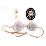 1939-1945 German Third Reich, Gebirgsjager snow goggles, arm patch and carved edelweiss. (4) A