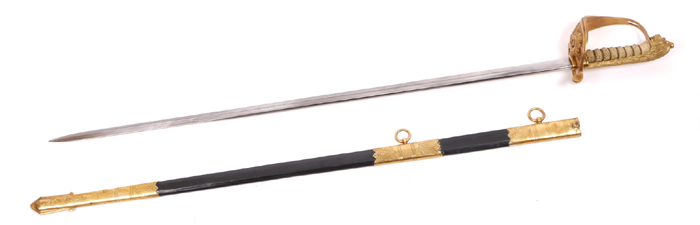 20th century Irish Naval officer's sword. An Irish Navy officer's sword the single edge fullered