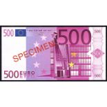 European Central Bank. Set of Specimen banknotes five euro to five hundred euro. Colour