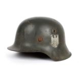 1939-1945 German Third Reich, M42 single decal Army helmet With leather liner and chin strap,