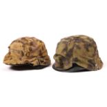 1939-1945 German Third Reich, two Waffen-SS helmet covers. Two reversible summer / autumn camouflage