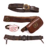 Early 20th century, Scouts and Church Lads Brigade. A Scout's leather belt with two-piece buckle;