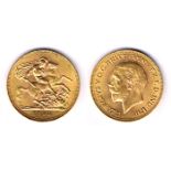 GB. George V gold sovereigns, 1925, 1927, 1928 and 1930. Fine to extremely fine. (4)