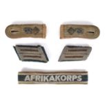 1939-1945 German Third Reich, Afrika Korps uniform insignia. (5) A cuff title, a pair of collar