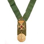 Friendly Brothers of St. Patrick, jewel. A fine 19th Century gilt metal Medal, with jeweled crown