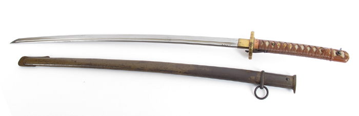 1939-1945 Japanese military non commissioned officer's katana sword. Cast aluminium grip in the form