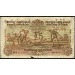 Currency Commission Consolidated Banknote 'Ploughman' Provincial Bank of Ireland Five Pounds 29-1-31