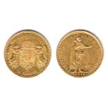 Hungary. Gold ten coronas, 1907 and 1919 . Extremely fine.