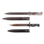 20th century, two bayonets. Second pattern example of the M1884/98 knife bayonet, with matching