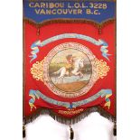 Late 19th Century Loyal Orange Order banner for Canadian lodge. Attractive handpainted banner for