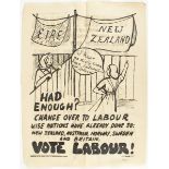 1948 General Election poster for Labour A black and white poster showing two housewives hanging