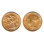 GB. Victoria gold sovereigns, young head, 1876 and 1880. Good fine. (2)