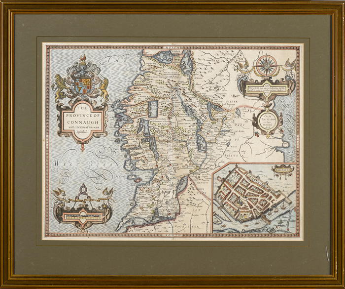 17th Century, John Speed, map of Connaught Attractive map of Connaught with inset town plan of - Image 2 of 2