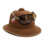 1939-1945 German Third Reich Deutsche Afrika Korps double badged pith helmet and goggles. First