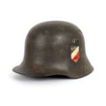1933-1938 German Third Reich, M1917 double decal Leibstandarte Adolf Hitler SS helmet. With