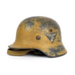 1939-1945 German Third Reich, M40 Deutsche Afrika Korps double decal Luftwaffe helmet. With tropical