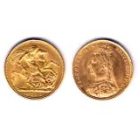 GB. Victoria gold sovereigns, Jubilee head, 1891 and 1892. (2) Edge knocks, about very fine. (2)