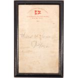 1921 (December 8) Michael Collins autograph signature On London and North Western Railway, Holyhead,