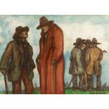 Jack Butler Yeats RHA (1871-1957) FIGURES GATHERED c.1904-06 gouache and watercolour on card with