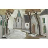 Markey Robinson (1918-1999) VILLAGE STREET SCENE gouache signed lower right 12¾ x 19¾in. (32.39 x