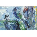 Jack Butler Yeats RHA (1871-1957) SINGING 'UNDER THE CANOPY OF HEAVEN', 1950 oil on board signed