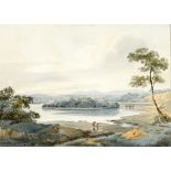 Francis Danby (1793-1861) LAKE WITH ISLAND watercolour signed lower centre 6 x 8in. (15.24 x 20.