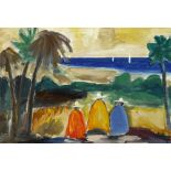 Markey Robinson (1918-1999) ISLANDERS AT MAJORCA gouache signed lower right; inscribed on Taylor