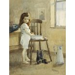 Frank McKelvey RHA RUA (1895-1974) GIRL WASHING watercolour signed lower right; with John Magee