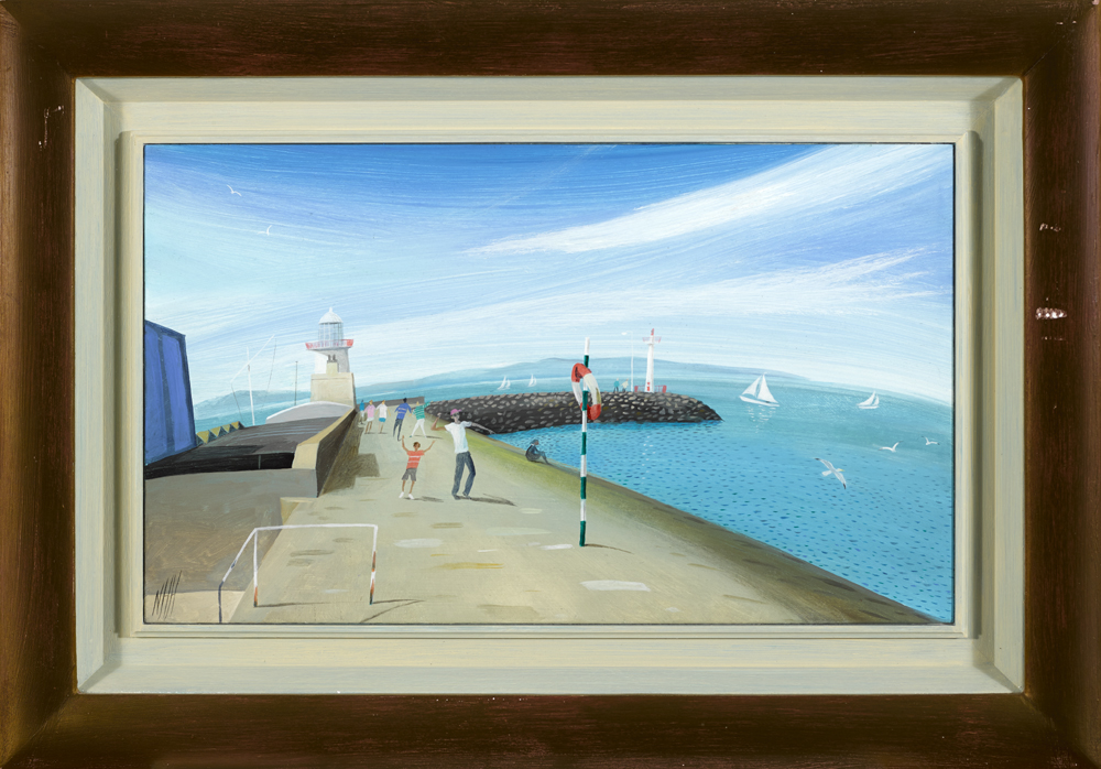 Nicholas Hely Hutchinson (b.1955) THE LIGHTHOUSE ON THE PIER, HOWTH, COUNTY DUBLIN oil on board - Image 2 of 2