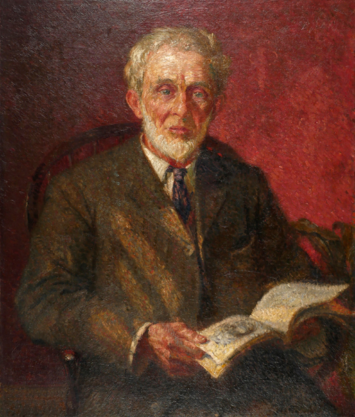 Anon. PORTRAIT OF AN ELDERLY GENTLEMAN READING oil on canvas; (relined); (unframed) Collection of